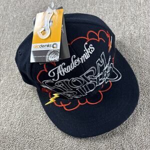 Akademiks Storm Riders Embroidered Flat Brim Hat Cap – Black New With Tags 7 1/8